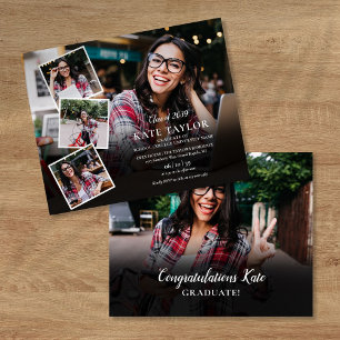 Lámina Invitación de graduación con collage de fotos mode