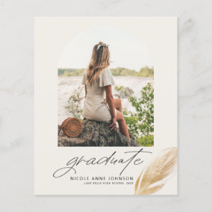 Lámina Invitación de graduación con foto de arco de pluma