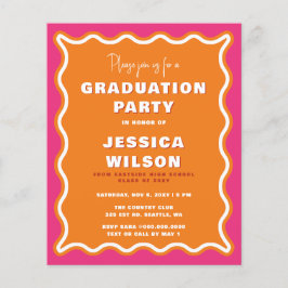 Lámina Invitación de graduación con foto de naranja rosa 