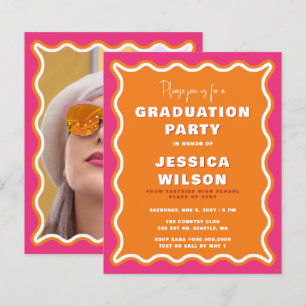Lámina Invitación de graduación con foto de naranja rosa