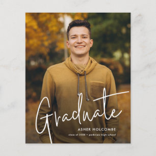 Lámina Invitación de graduación con foto y guión moderno