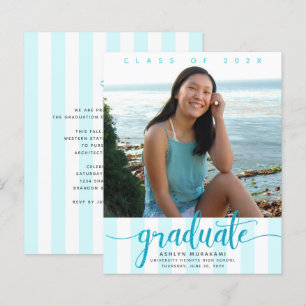 Lámina Invitación de graduación con letra cursiva turques