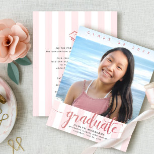 Lámina Invitación de graduación con letras brillantes ros