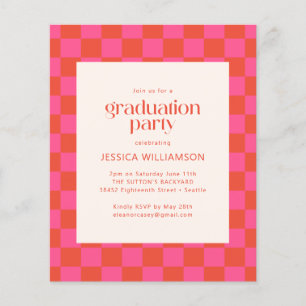 Lámina Invitación de graduación con tablero de ajedrez ro