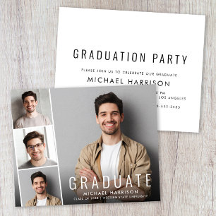 Lámina Invitación de graduación con tira de fotos económi