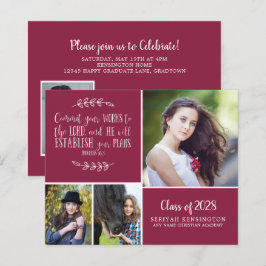 Lámina INVITACIÓN de graduación cristiana borgoñona PRESU