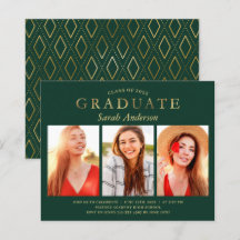 Invitación de graduación de 3 fotos con presupuest