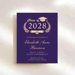 Lámina Invitación de Graduación de Budget Purple Gold Col