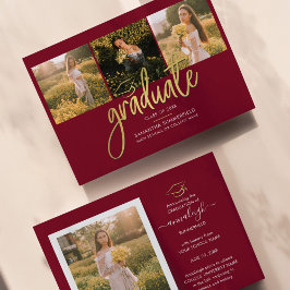 Lámina Invitación de graduación de Collage de fotos Grad