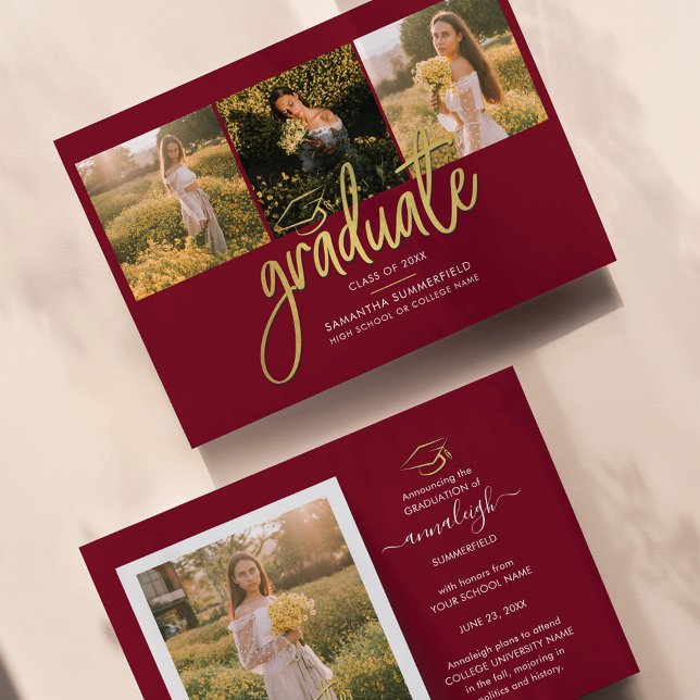 Lámina Invitación de graduación de Collage de fotos Grad  (Subido por el creador)