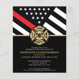 Lámina Invitación de graduación de fiesta para bombero co