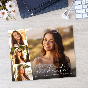 Lámina Invitación de Graduación de Foto con Guión Blanco 