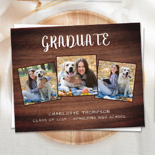 Lámina Invitación de Graduación de Foto de Budget Rustic