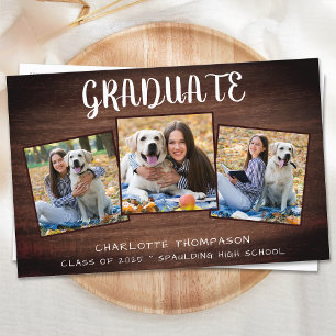 Lámina Invitación de Graduación de Foto de Budget Rustic