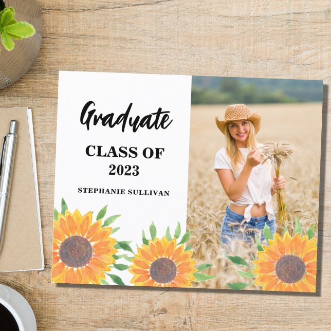 Lámina Invitación de Graduación de Foto de Girasol Presup (Subido por el creador)