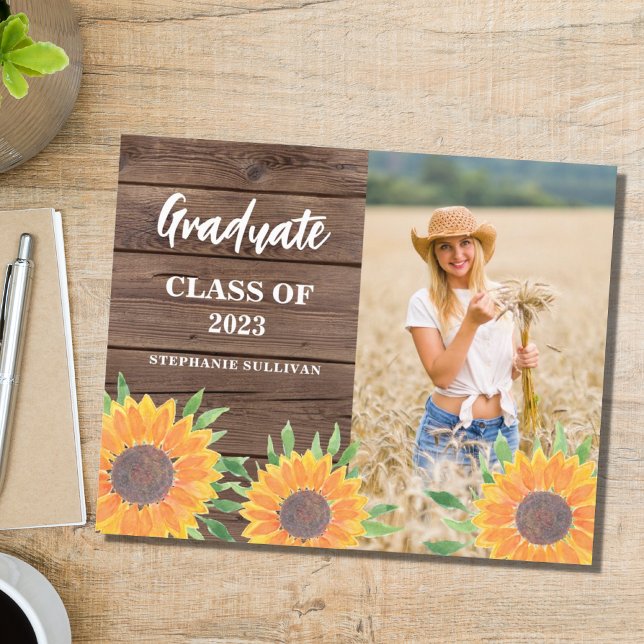 Lámina Invitación de Graduación de Foto de Girasol Presup (Subido por el creador)