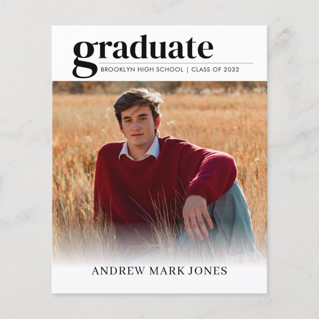 Lámina Invitación de Graduación de Foto de Grado 2 Único  (Anverso)