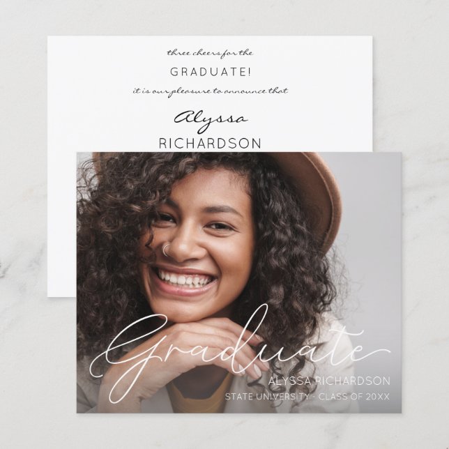 Lámina Invitación de Graduación de Foto de Mod de Script  (Anverso / Reverso)