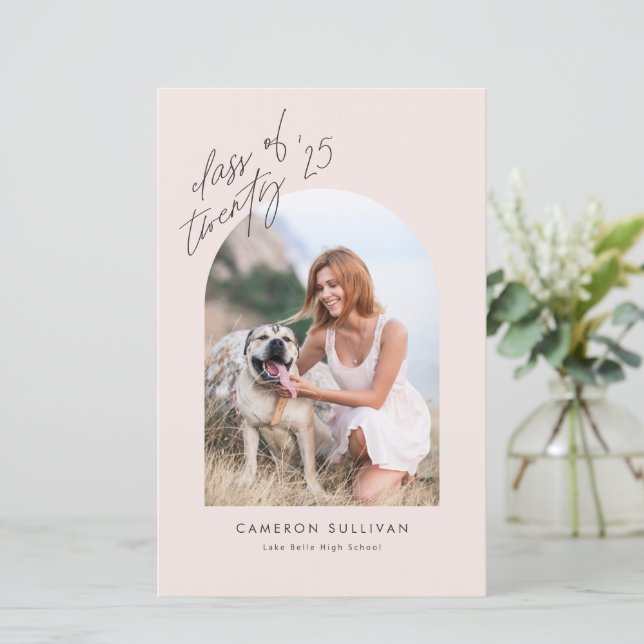 Lámina invitación de graduación de fotografía Rubor Arch  (Anverso de pie)