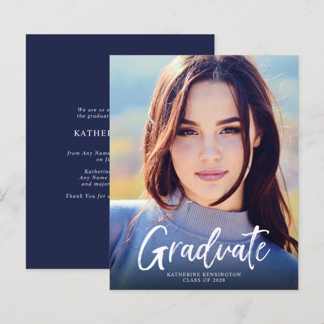 Lámina Invitación de Graduación de Guión Azul de la Marin (Anverso / Reverso)