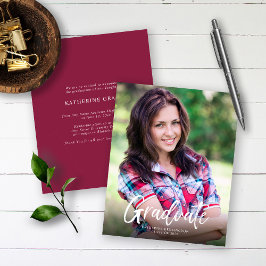 Lámina Invitación de Graduación de Guión Borgoña Presupue