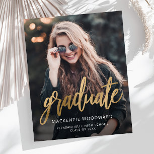 Lámina Invitación de Graduación de Guión Dorado de Foto P