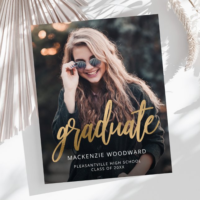 Lámina Invitación de Graduación de Guión Dorado de Foto P (Subido por el creador)