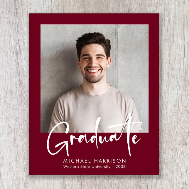 Lámina Invitación de graduación de guión gráfico de presu (Budget Photo Script Graduation Announcement)