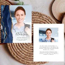 Lámina Invitación de graduación de la Marina Blue Agate F