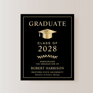 Lámina Invitación de Graduación de Oro Negro de Budget Co