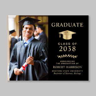 Lámina Invitación de Graduación de Oro Negro Foto de Pres