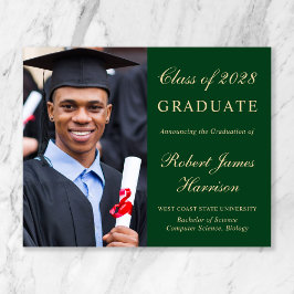 Lámina Invitación de Graduación de Oro Verde Foto Presupu