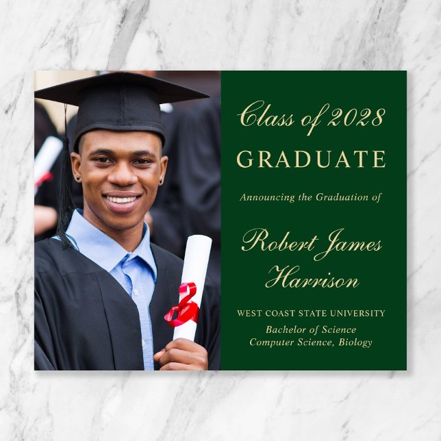 Lámina Invitación de Graduación de Oro Verde Foto Presupu (Subido por el creador)