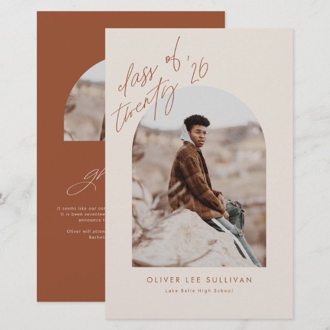 Lámina Invitación de graduación de Terracotta Arch 2023 (Anverso / Reverso)