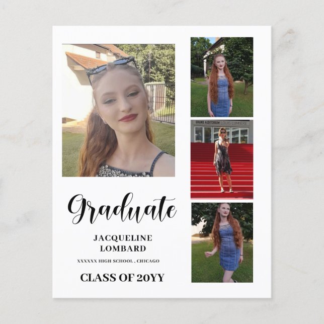 Lámina Invitación de Graduación de Tres Fotos de Presupue (Anverso)