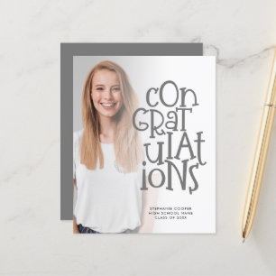 Lámina Invitación de Graduación Gris Fotográfica de felic