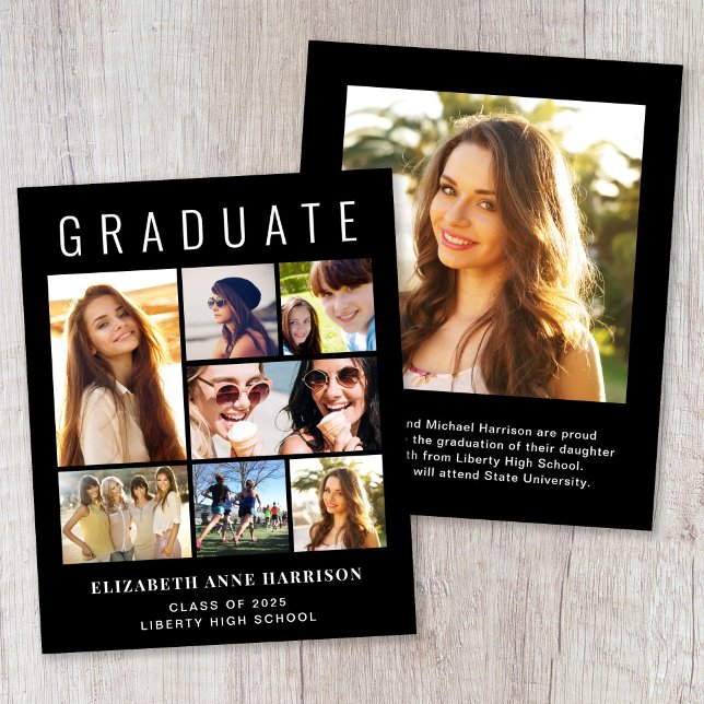 Lámina Invitación de Graduación Negra de Foto de Presupue (Subido por el creador)