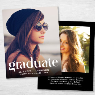 Lámina Invitación de Graduación Negra de Fotografía de Mo