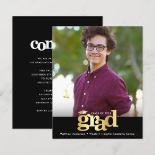 Lámina Invitación de Graduación Negra Dorada Presupuesto 