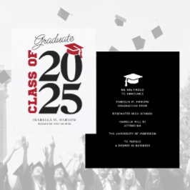 Lámina Invitación de graduación negra roja del presupuest