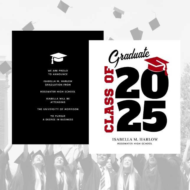 Lámina Invitación de Graduación Retro Negro Rojo de Presu (Subido por el creador)