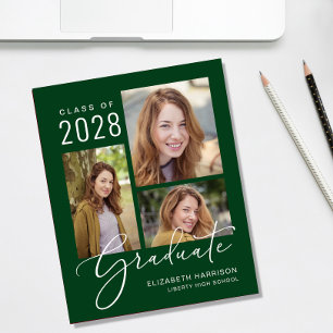 Lámina Invitación de Graduación Verde con guión gráfico d
