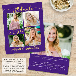 Lámina Invitación de Graduado de Foto de Budget Purple Go