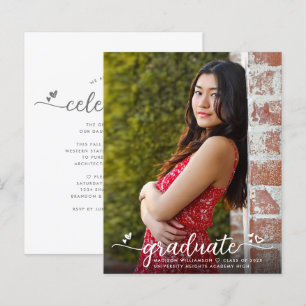 Lámina Invitación de guión gris para graduación de foto d