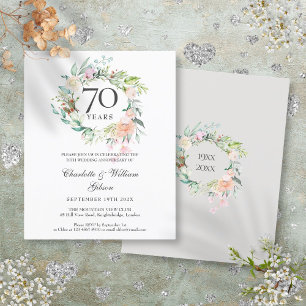 Lámina Invitación de guirnalda de rosas para el 70º anive