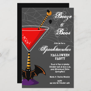 Lámina Invitación de Halloween con presupuesto Booze and