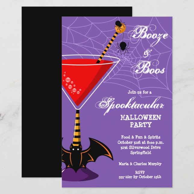Lámina Invitación de Halloween con presupuesto Booze and  (Anverso / Reverso)