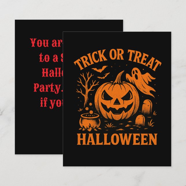 Lámina Invitación de Halloween con trucos o trucos (Anverso / Reverso)