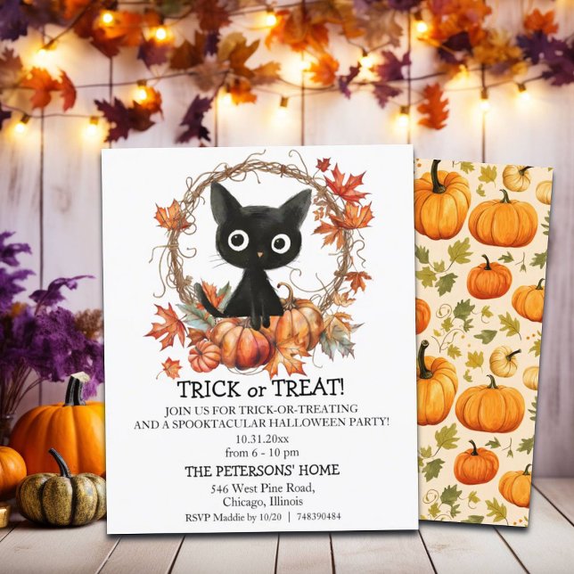 Lámina Invitación de Halloween de BlackCat Wreath de Cala (Subido por el creador)