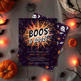 Lámina Invitación de Halloween para adultos Boos & Booze